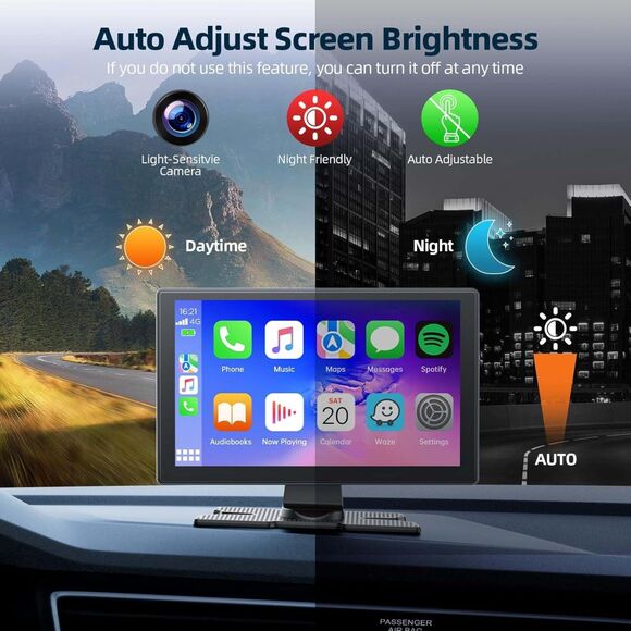 LAMTTO Portable Carplay Screen for Car,9-inch Wireless Carplay - Picture 3 of 8